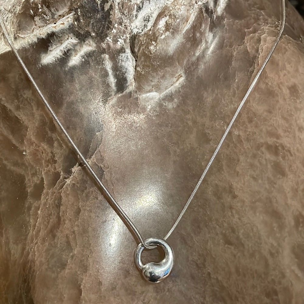 Eternal Circle sterling 925S silver charm sterling snake chain necklace italy